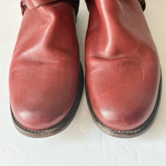Frye Red Leather Phillip Harness Ankle Boots - Picture 3 of 9